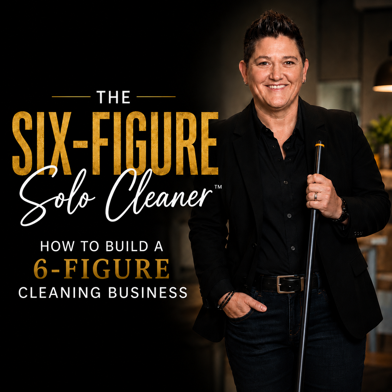 The Six-Figure Solo Cleaner brand logo and founder